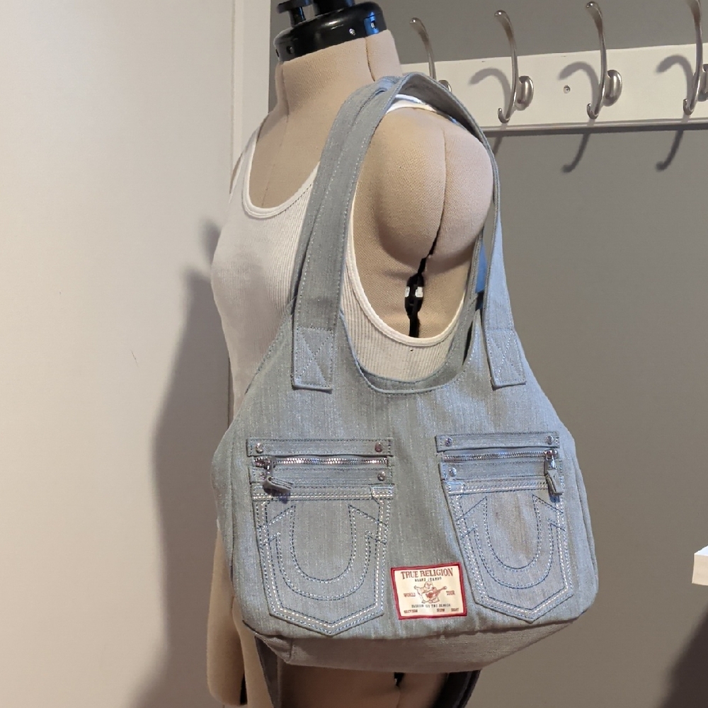 True Religion Denim Shoulder Bag in Light Blue